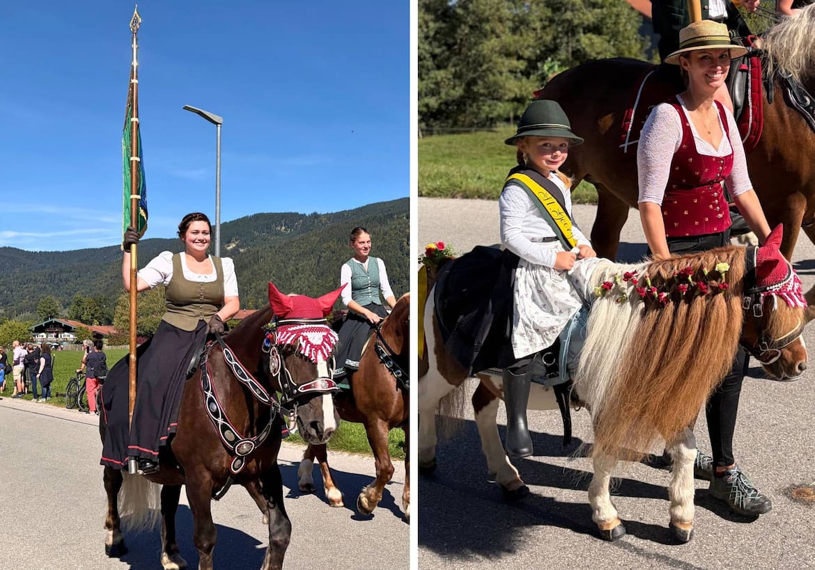 Familie Reiter mit Standartenross Madonna und einem kleinen Pony