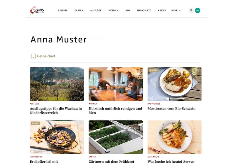 Servus Konto Ansicht Profil