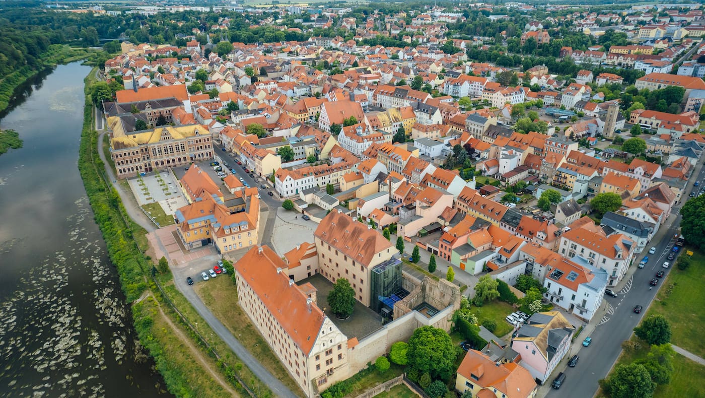 Die Stadt Leipzig aus der Vogelperspektive.