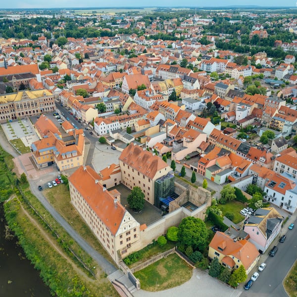 Die Stadt Leipzig aus der Vogelperspektive.