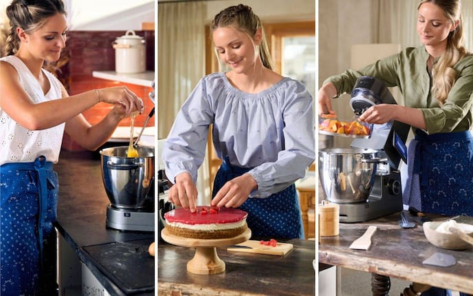 Drei Fotos von Paula Bründl mit der Kenwood Cooking Chef.