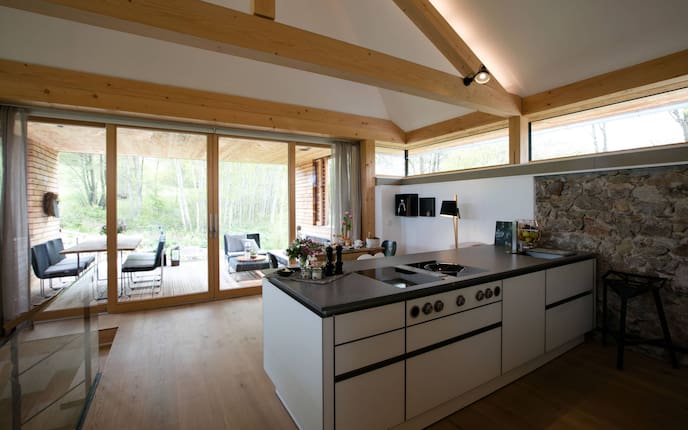 Wohnen, Hausbesuch, Küche, Licht, Balken