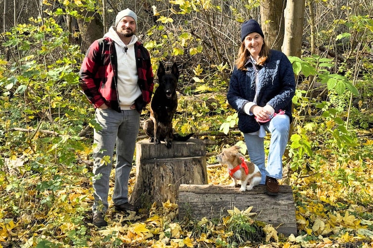 Hündin Trudi ist schon darüber hinweg, Mesis kleine mittendrin, in der Flegelphase.