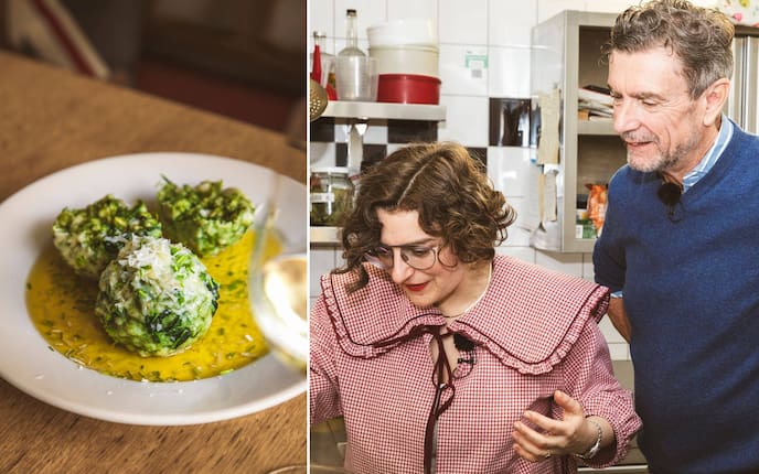 Harald Nachförg kocht mit Wirtin Stefanie Herkner im Wiener Wirtshaus „Zur Herknerin“ flaumige Spinatknödel.