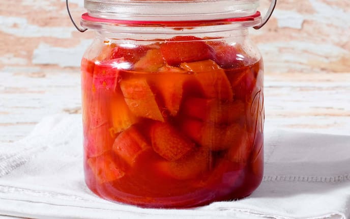 Rhabarberkompott, Rhabarber, Kompott, Rexglas, Eingemachtes, Servus Rezept