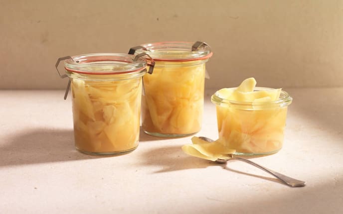 Weckgläser, Ingwer, eingemacht