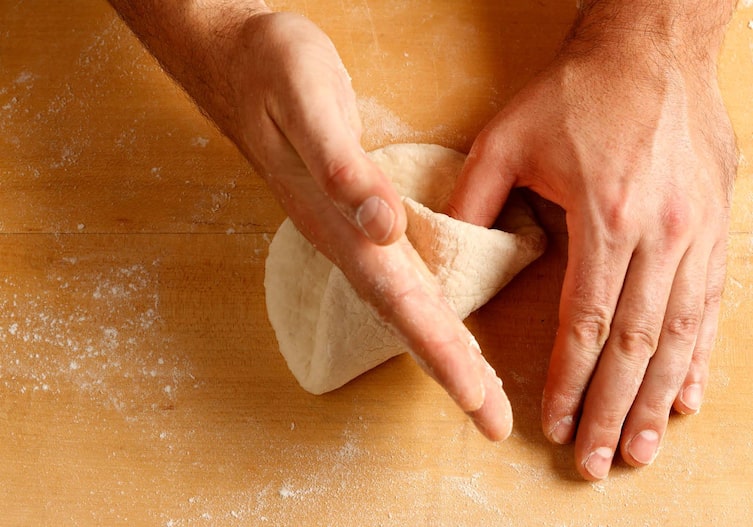 Handsemmel, selbermachen, Semmel, Teig, Teig falten