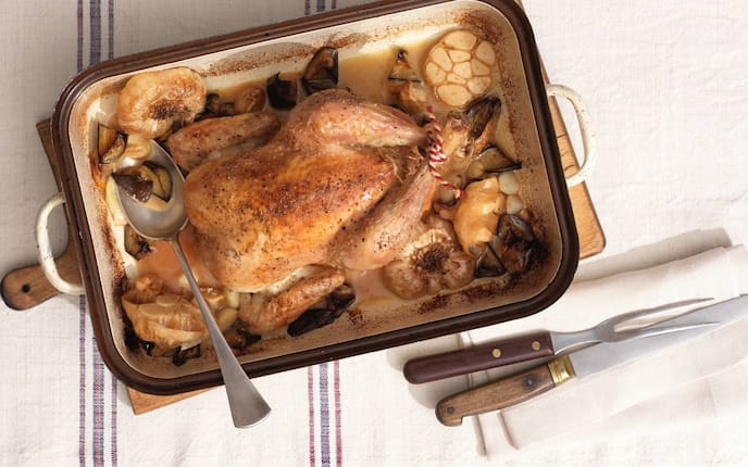 Brathuhn, Huhn, Hendl, Brathendl, Knoblauch, Hauptspeise, Servus Rezept