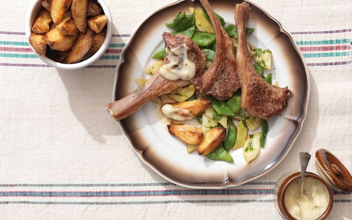 Lammkoteletts, breite Bohnen, Kartoffelspalten, Hauptspeise, Servus Rezept