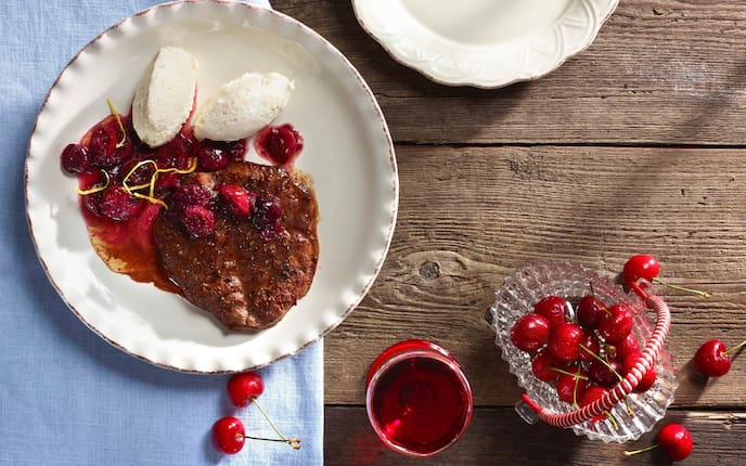 Leber, Kalb, Ricotta, Nocken, Nockerl, Kirschen, Hauptspeise, Servus Rezept