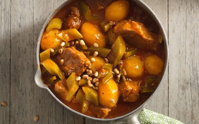 Kartoffel, Kalbfleisch, Stangensellerie, Eintopf, Ragout