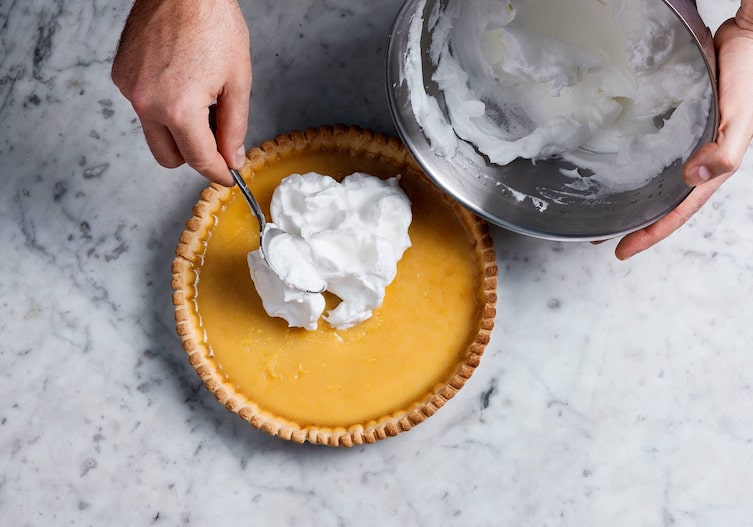 Zitronentarte, Zitronencreme, Baiser, Topf