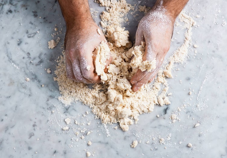 Zitronentarte, Teig, Zutaten vermengen