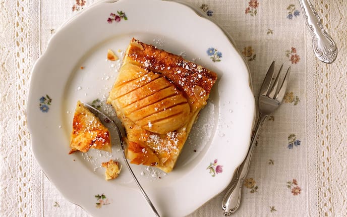 Apfel-Topfen-Kuchen, Kuchen, Apfel, Topfen, Nachspeise, Servus Rezept