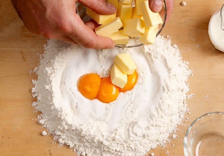 Butter, Dotter, Mehl, Milch