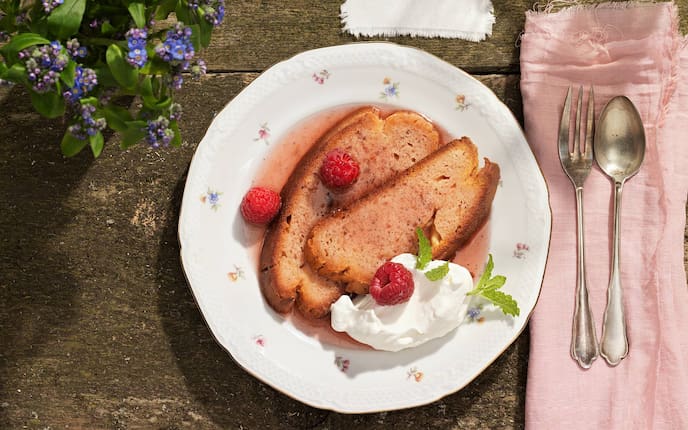 Zwieback, Himbeeren, Schlagobers, Sahne, Nachspeise, Dessert, Rezept