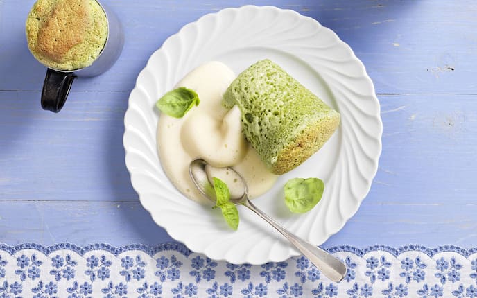 Basilikum-Soufflé, Schilcherschaum, Nachspeise, Servus, Rezept