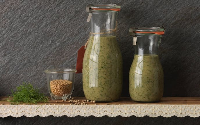 Senf, Dill, Sauce, Eingemachtes, Einmachgläser, Senfkörner, Vorratskammer, Servus Rezept
