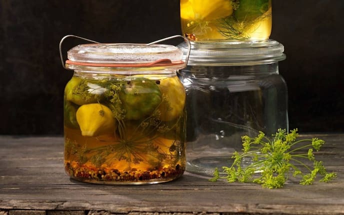 Patissons, Verjus, Einmachglas