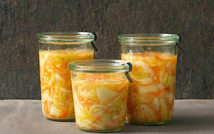 Chinakohl, fermentiert, eingelegt, eingemacht, Rexglas, Karotten, weißer Rettich, Zwiebel, Beilage, Jause, Servus Rezept