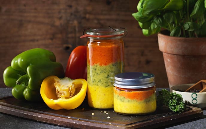 Paprika, Creme, Einmachglas, Petersilie, Basilikum, Servus Rezept