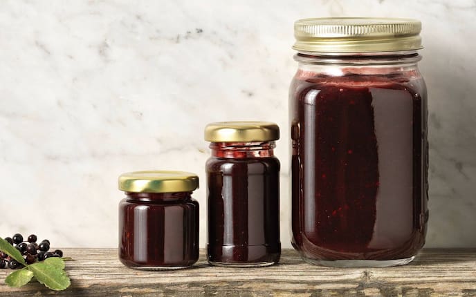 Hollermark, Gläser, Hollerbeeren