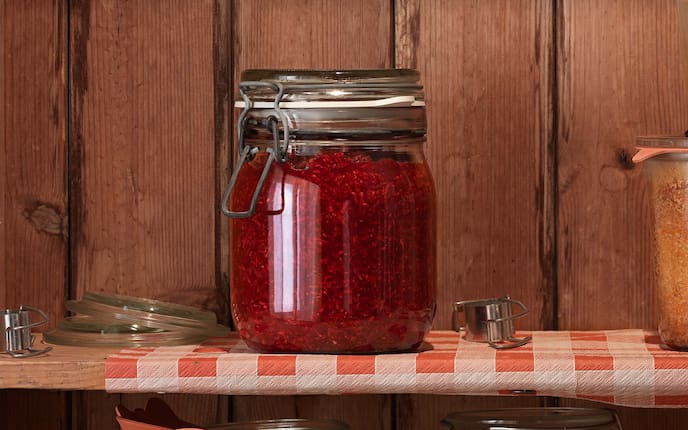 Krenrüben, Vorratskammer, Einmachglas, Holz