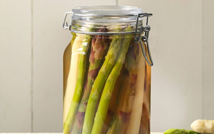 Spargel grün, Spargel weiß, eingelegt, Glas, eingemacht, Rezept, Servus