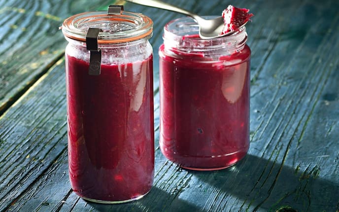 Eingemachtes, Blaukraut, Einmachglas, Löffel