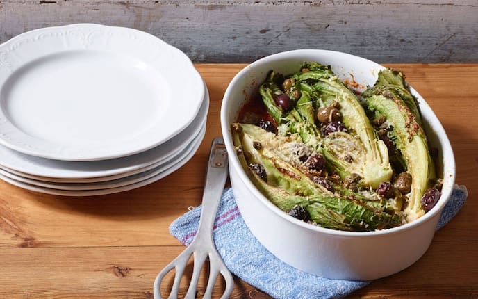 Kochsalat, Oliven, Romanasalat, Beilage, vegetarisch, Servus Rezept