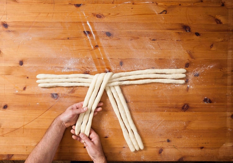 Germteig, Stränge, Mehl