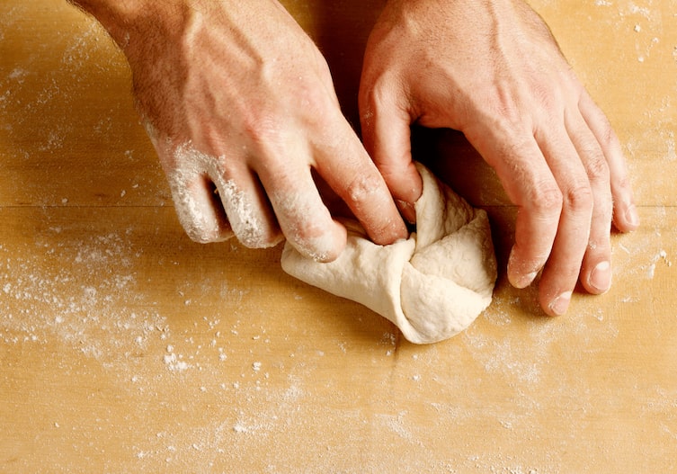 Handsemmel, Teig, Mehl, Hände