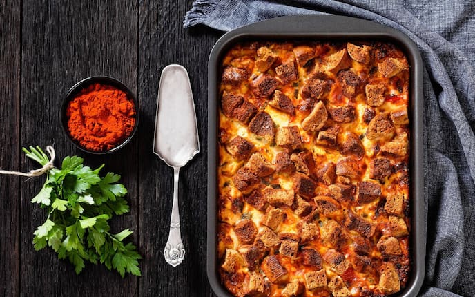 Brotauflauf, Rezept,