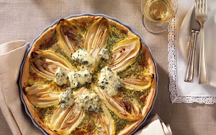Chicorée-Kuchen, Wintergemüse, Servus, Rezept, Tarte, herzhaft