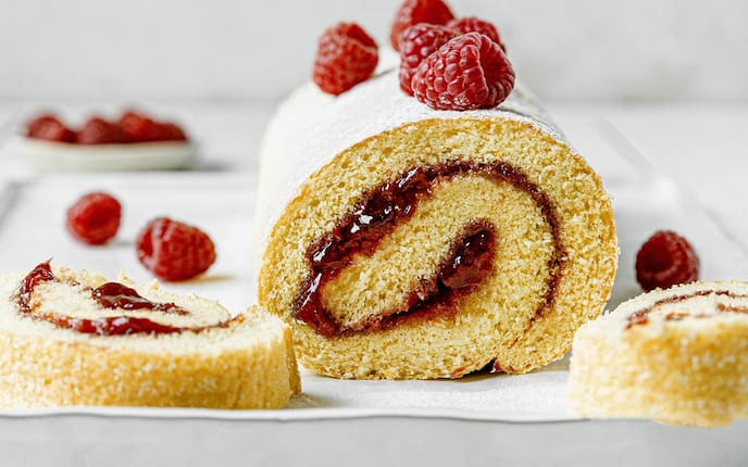 Biskuitroulade, Himbeerroulade, Obstkuchen, Christina Bauer, Marmelade