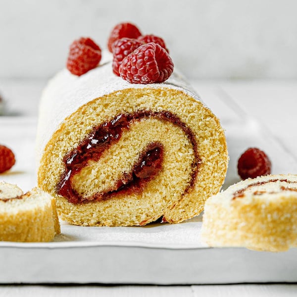 Biskuitroulade, Himbeerroulade, Obstkuchen, Christina Bauer, Marmelade