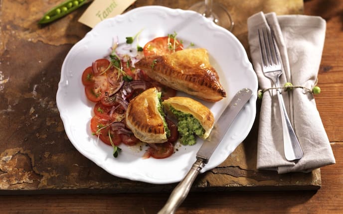 Erbsentascherl, Blätterteigtaschen, vegetarische Teigtaschen, Teigtaschenrezept, Servus Rezept