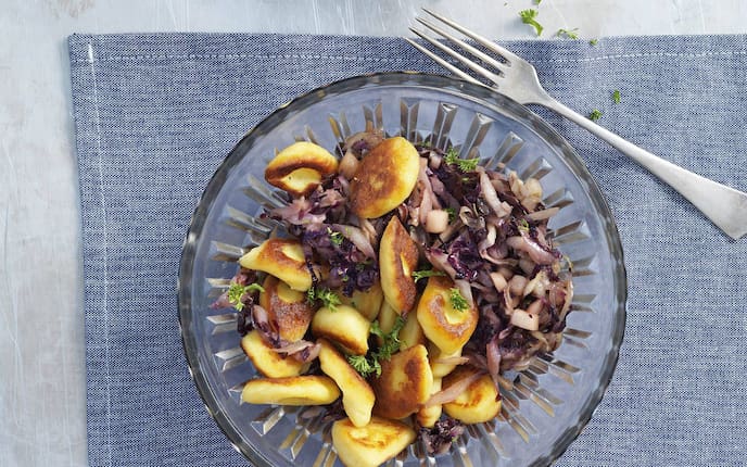 Erdäpfelnidei, Kartoffelnudeln, Raddichio, Hauptspeise, vegetarisch, Servus Rezept
