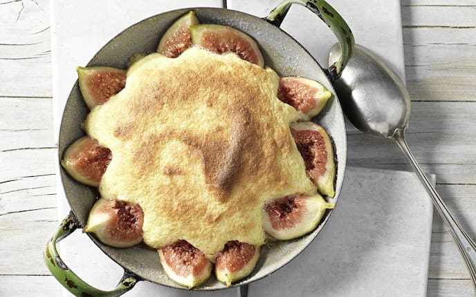 Feigen-Mandelsoufflé, Nachspeise, Dessert, Rezept