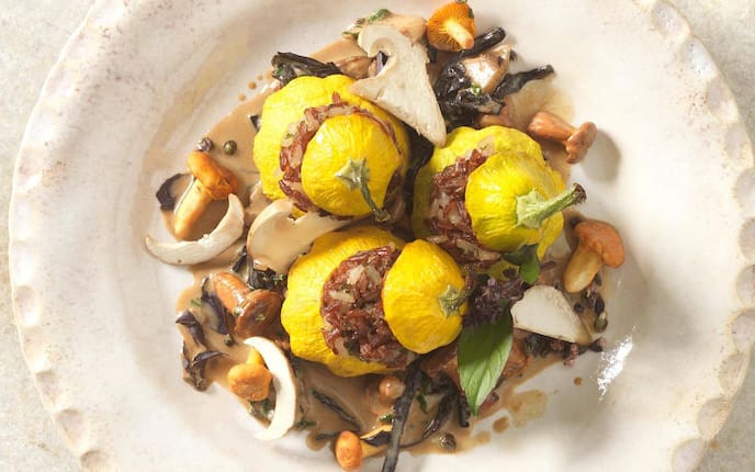 Gefüllter Zwergkürbis, Rezept, vegetarisch