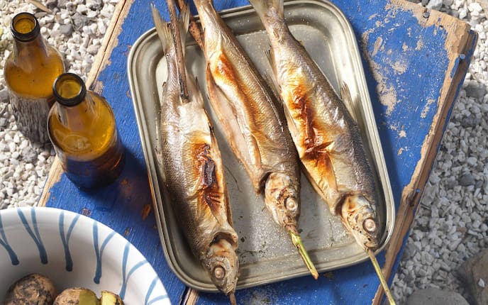 Bier, Fisch, Steckerlfisch, Erdäpfel, Reinanke, Hauptspeise, Servus Rezept