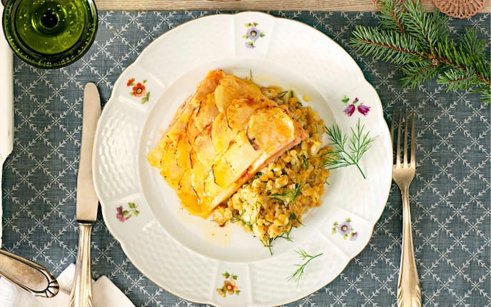 Lachsforelle, Erdäpfelkruste, Linsen, Dille, Hauptspeise, Fisch, Servus Rezept