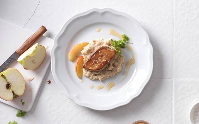 Entenleber, Semmelkren, Apfelspalten, Apfel, Hauptspeise, Servus Rezept