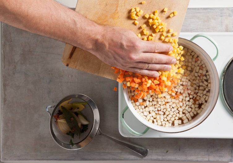 Gemüse, Sud, Sieb, Topf