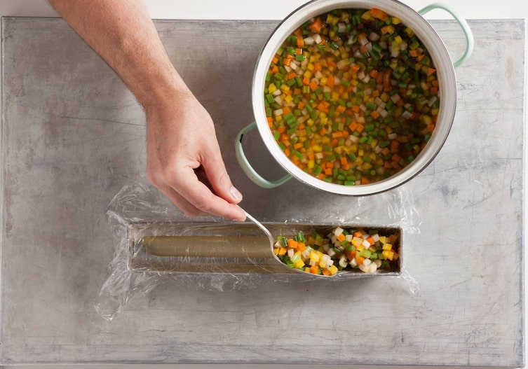 Gemüsesud, Form, Frischhaltefolie, Löffel