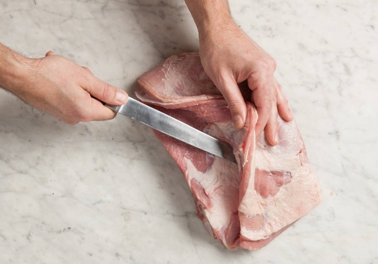 Fleisch, Kalb, Messer, Hände