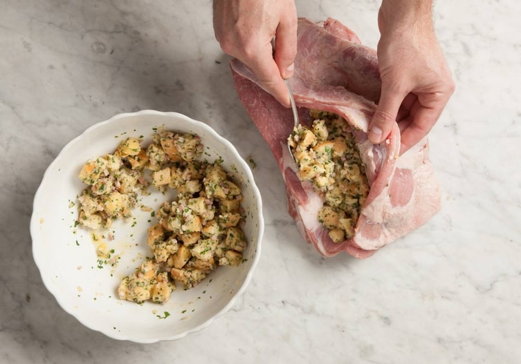 Kalb, Fleisch, Füllung, Schüssel, Löffel