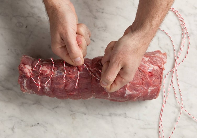 Garn, binden, Hände, Braten, Fleisch