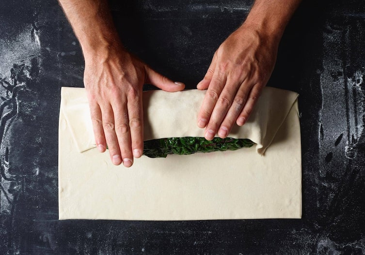 Blätterteig, Mangoldblätter, Faschiertes