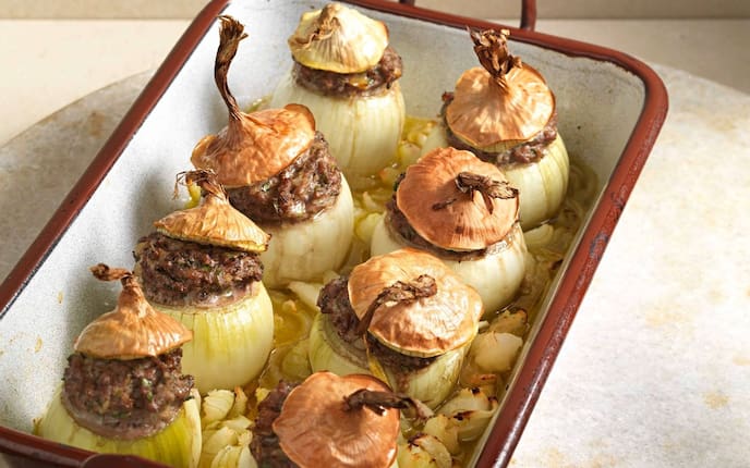 Gespickte Zwiebel, Zwiebel, Faschiertes, Lamm, Rein, Hauptspeise, Servus Rezept